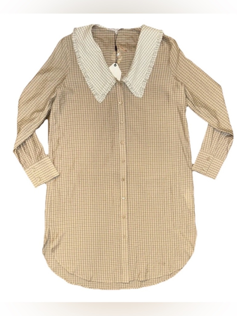 Anthropologie English Factory Shirt Dress Women Small Collared Long Sleeve Plaid